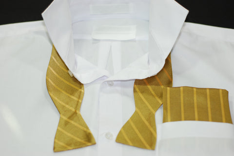 Silk Gold & Black Stripe Bowtie