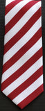 Silk Red & White Stripe Necktie & Hanky Set