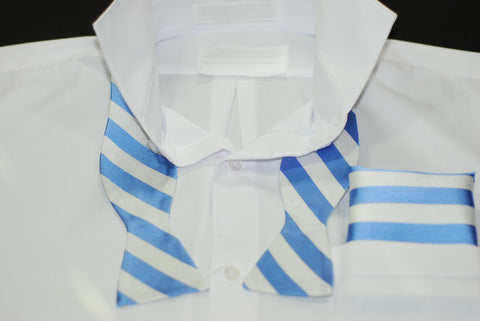 Silk Blue & White Stripe Bowtie