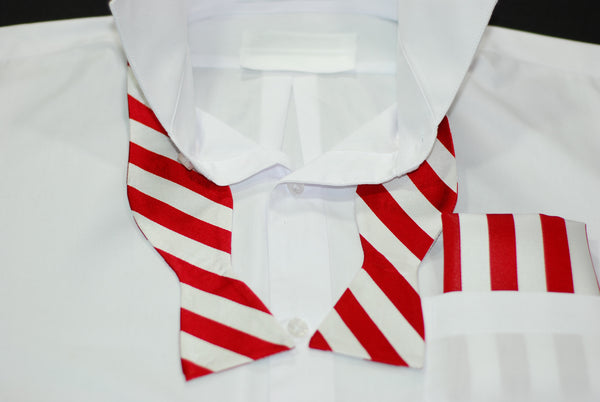 Silk Red & White Stripe Bowtie