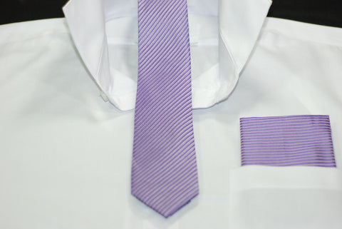 Silk Lavender Solid/Stripe Skinny & Hanky