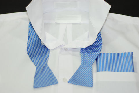 Silk Blue & Silver Stripe Bowtie
