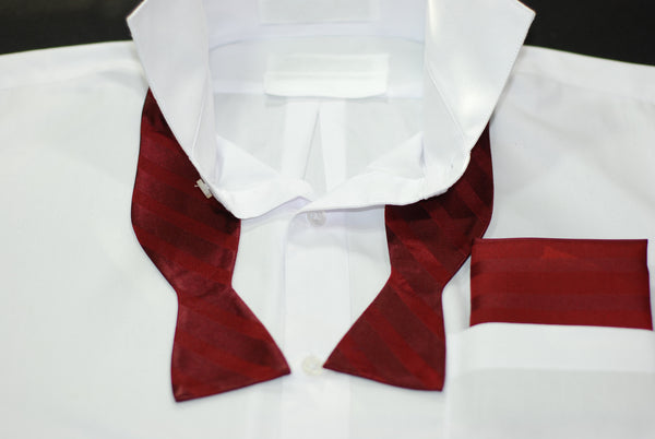 Silk Solid Burgundy Signature Bowtie & Hanky