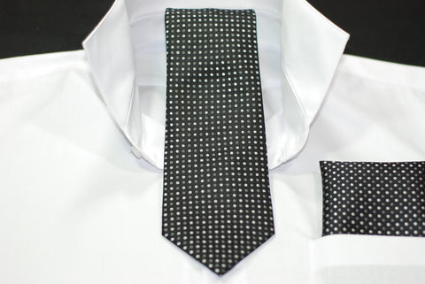 Silk Black Dotted Signature Necktie & Hanky Set