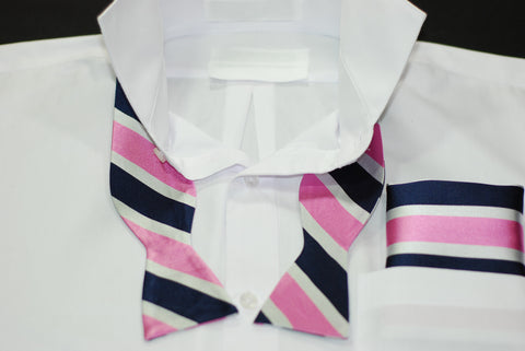 Silk Pink, Gray, & Silver Stripe Bowtie