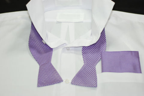 Silk Lavender Solid/Stripe Bowtie